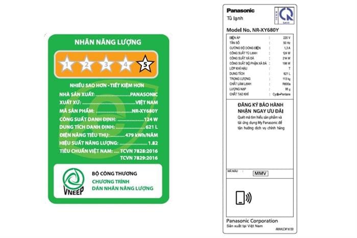 Tủ lạnh Panasonic Inverter 621 lít Multi Door NR-XY680YMMV